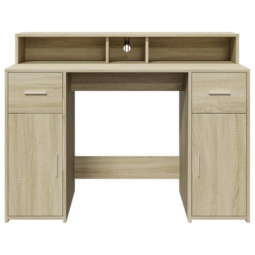 Table secrétaire ergonomique chêne Sonoma pour le télétravail confortable - 7