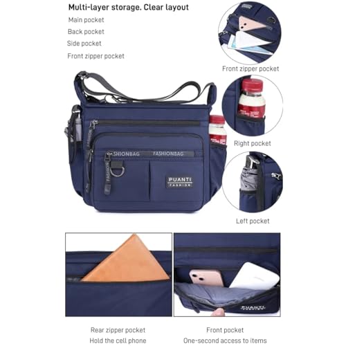 Waterproof lightweight casual bag, adjustable shoulder strap, multi-zipper design, suitable for travel, leisure and daily3