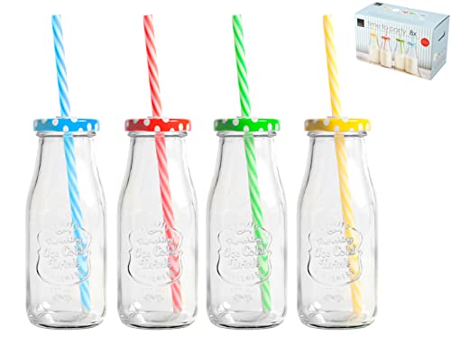 Royal Leerdam 1509500 Paquete Milkbottle con Pajita, 30 cl, 8 Unidades, Cristal Cover