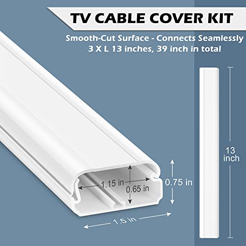 image for YCLYC TV Cord Hider - 39in(3xL13in) Cord Covers for Wall Mounted TV Ca