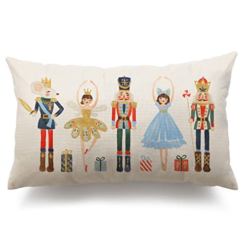 DFXSZ Merry Christmas Throw Pillow Cover 12x20 Inch Nutcracker Christmas Decor Winter Holiday Party Cushion Case Decoration for Sofa Couch YK-141A12