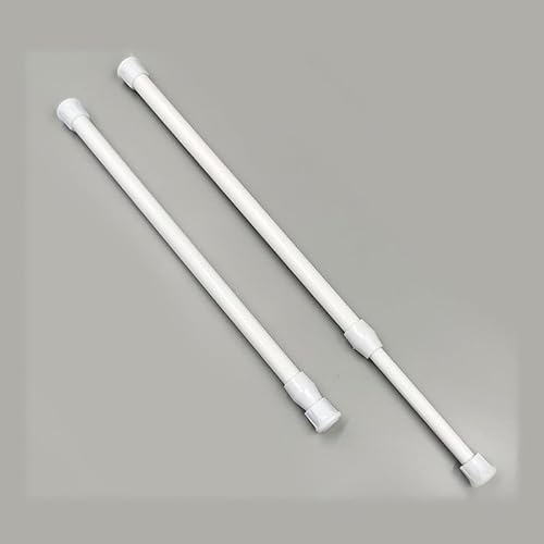 Gorise Barra telescópica para cortina de ducha, color blanco, de 30 a 50 cm, sin perforaciones, de PVC y diseño inoxidable, juego de 2 piezas.