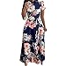 MNRIUOCII Robe courte en tricot avec manches imprimées, pour femme, bleu, S