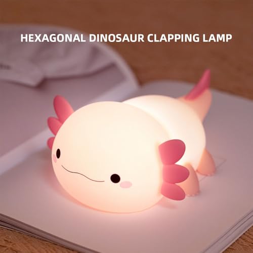Image of IFTHFOUR Axolotl Night Light - Cute Rechargeable Dimmable Silicone Lamp, Kawaii Room Decor for Kids Girls Boys