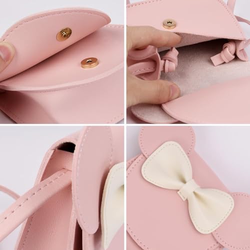 Weenwill Little Mouse Ear Bow Crossbody Purse,Umhängetasche für Mädchen mit Schleife Kleine Schulterhandtasche Kleine Überschlagtasche Umhängetasche für Mädchen,Kinder,Kleinkinder,Teenager
