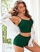 Avidlove Cami Short Set for Women Sexy 2 Piece PJ Sets Ribbed Lingerie Sleepwear Set Cute Nightwear with Bow Green L