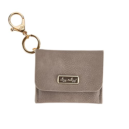 Image of Itzy Ritzy – Itzy Mini Wallet Card Holder & Key Chain Charm; Can Clip to Diaper Bag, Purse, Travel Bag or Keychain; Taupe