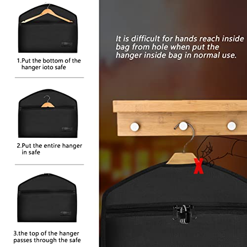 Jugreat Hanger Diversion Fireproof Safe With Lock, Hidden Pocket Safe，Waterproof Secret Document Holder Zipper Pouch, Under Hanging Clothes With Pocket To Hide Valuables For Travel ,1 Pack #TOP4
