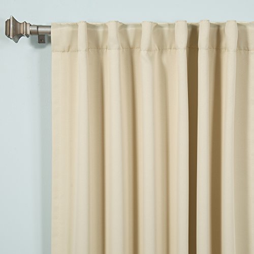 Best Home Fashion Basic Thermal Insulated Blackout Curtains - Back Tab/Rod Pocket - Beige - 52" W x 72 "L -Set of 2 Panels - Thumbnail 6