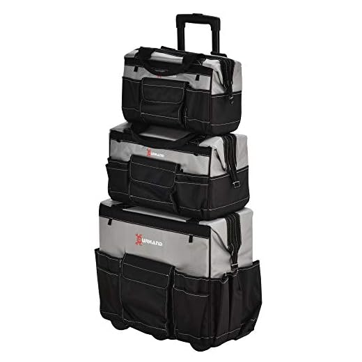 DURHAND 3pcs Rolling Mobile Tool Bag Electrician with 3 Bags for Organization/Storage and Adjustable Carrying Handle