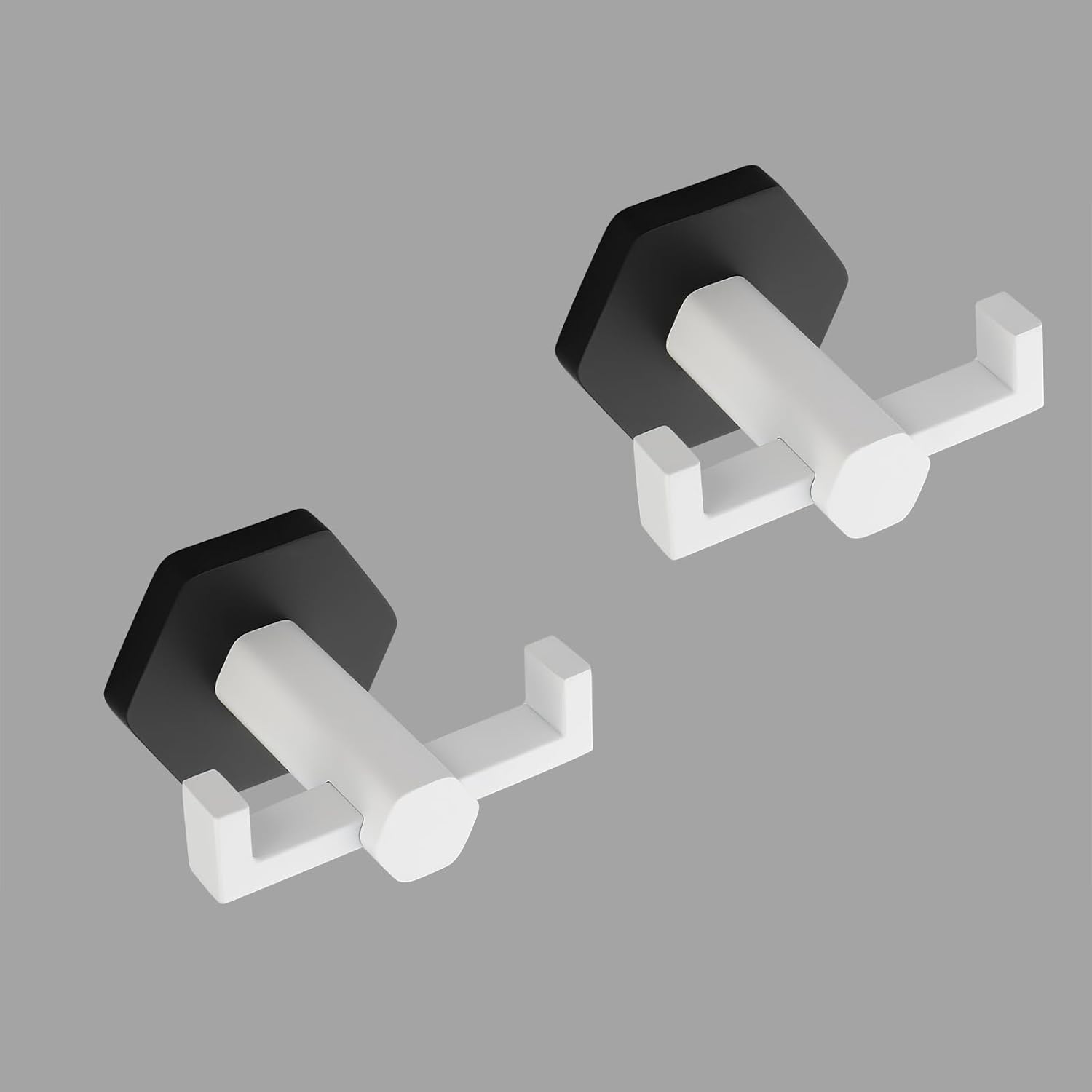 GERZWY White & Black Bathroom Double Towel Hook Stainless Steel Coat/Robe Clothes Hook for Bath Kitchen Modern Hotel Style Wall Mounted 2 Pack