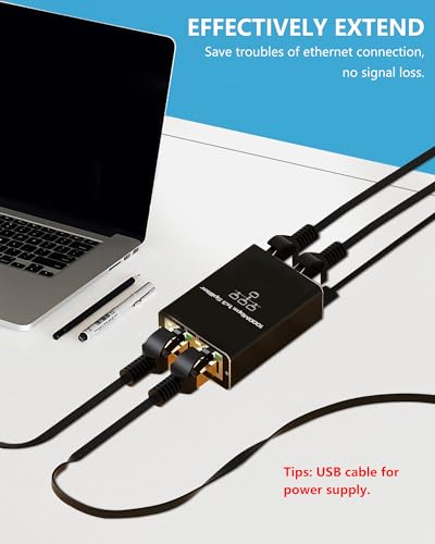 Image of Ethernet Splitter, Gigabit Network Port Splitter 1 in 3 Out, 1 Female to 3 Female High Speed LAN Internet Adapter with USB C Charging Cable, Plug and Play for Cat5 Cat5e Cat6 Cat7 Cat8 RJ45 Cord