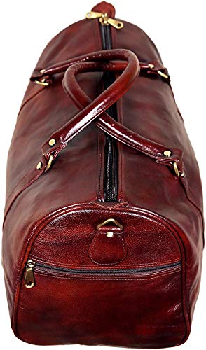 Image of RICHSIGN Leather Accessories 24 litres Duffle Bags for Men Travel (Brown)(Weight-1 KG /1000 GR)(Dimension = H- 12 x L- 20 x W- 8 Inch)