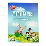 3D Printing Drawing Book,3D Printer Drawing Molds Paper Stencils for 3D Printing Pen,20 Sheets 40 Colorful Patterns 3D Drawing Paper Templates, with a Reusable Transparent PVC Drawing Board.