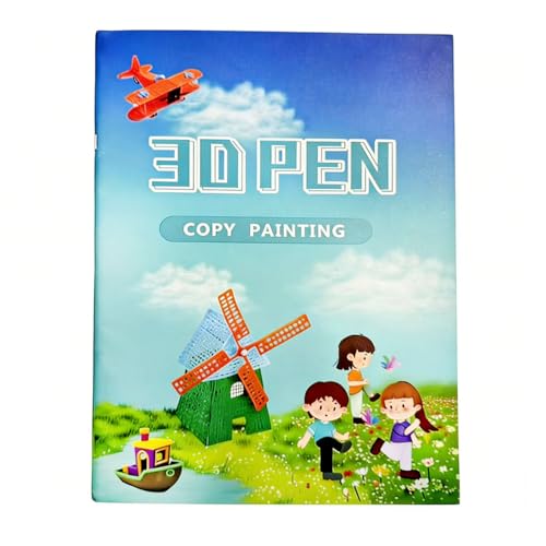 3D-Stift-Druck-Zeichenbuch,20 Blatt 40 Muster,Wiederverwendbar Farbig 3D Zeichenschablonen mit transparenter PVC-Platte für 3D Stift Kinder DIY GeschenkPainting Graffiti Template.