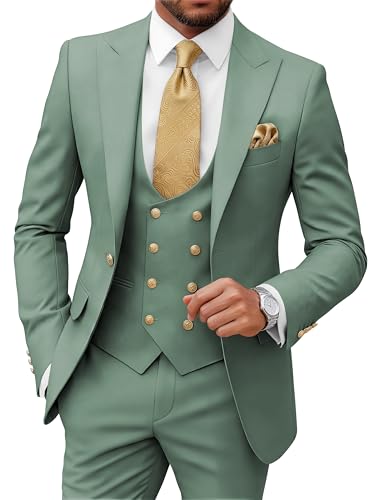 Wangyue 3 Piece Men's Suits Slim Fit Suits for Men Wedding Prom Tuxedo Suits Formal Business