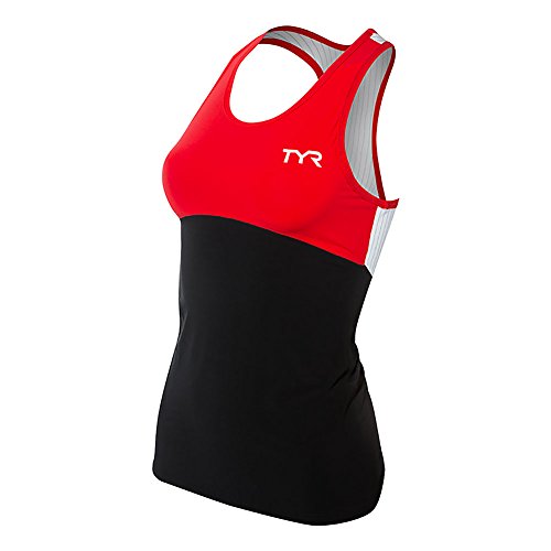 Tyr Sport Women's Sport Carbon Tank Top (Black/Red, Small) #TOP26