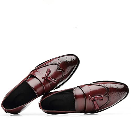 Image of Julymens Men's Handsome Slip-on Tassel Brogues Faux Leather Dress Shoes