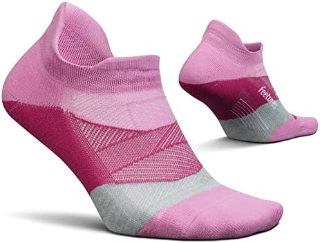 Feetures Elite Ultra Light No Show Tab Solid - Running Socks for Men & Women, Athletic Compression Socks, Moisture Wicking - Medium, Push-thru Pink