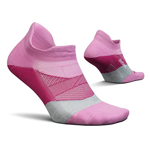 Feetures Elite Ultra Light No Show Tab Solid - Running Socks For Men & Women, Athletic Compression Socks, Moisture Wicking - Medium, Push-Thru Pink #TOP7