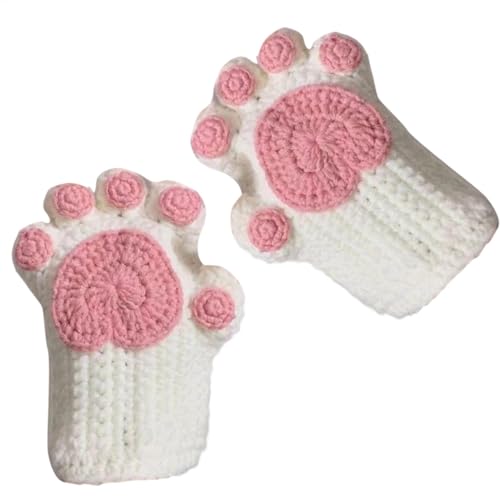 Guantes sin dedos de gato peludos con tejido térmico suave de invierno 1