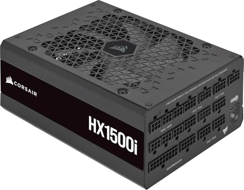 Corsair HX1500i Fully Modular Ultra-Low Noise ATX Power Supply - ATX 3.0 & PCIe 5.0 Compliant - Fluid Dynamic Bearing Fan - 80 Plus Platinum Efficiency - Black (Renewed)