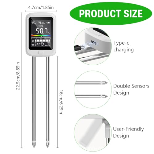 Image of HASTHIP 6-in-1 Soil Tester, High Precision Dual Pin LCD Soil Tester for Humidity, Fertility, Moisture, pH, Temperature & Sunlight Intensity, Ideal for Gardening, Greenhouse, Farming