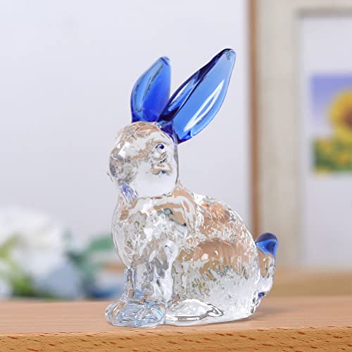 Nolitoy Blown Glass 2Pcs Crystal Rabbit Figurines Glass Animal Sculptures Easter Bunny Statues 2023 Chinese Year Of The Rabbit Gift Paperweight Ornament For Decor Crystal Animal Figurines #TOP5