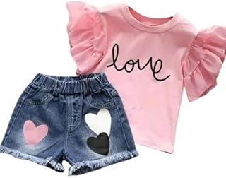 Kids Girls Love Printed Cotton Blend Top & Shorts Set Price In India