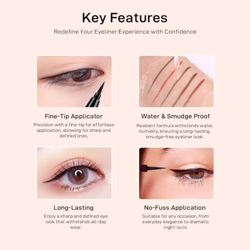 Image of Multibrite Winged Eyeliner Pen, Waterproof Long Lasting Liquid Eyeliner Pen, Smudge-proof Quick Dry Eyeliner Vegan & Cruelty-free (Dark Brown 104#)