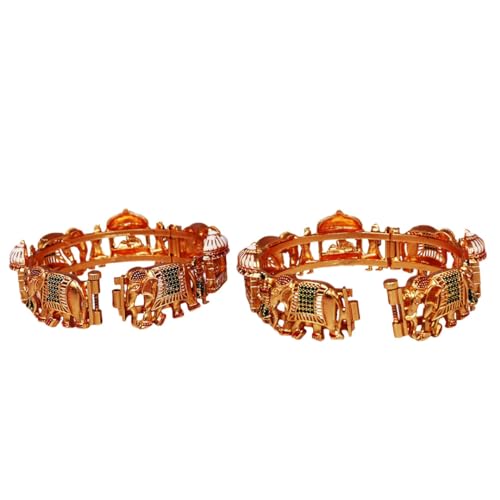 Image of Rajwadi Kada Beautiful Doli and Elephant Design Metal Bracelet