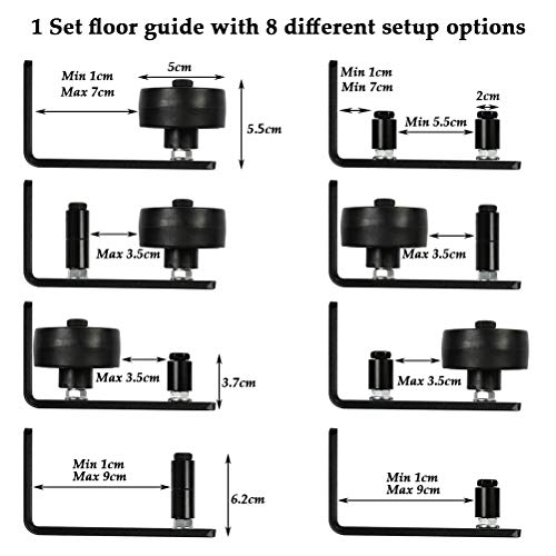 Bodenführung Schiebetür 1 Pcs TIMESETL 8-in-1 Verstellbare Führung Schiebetür Boden Rollenführung, Laufschienen für Schiebetüren, Schiebetürsystem mit Schrauben, für Alle Schiebetür Führung