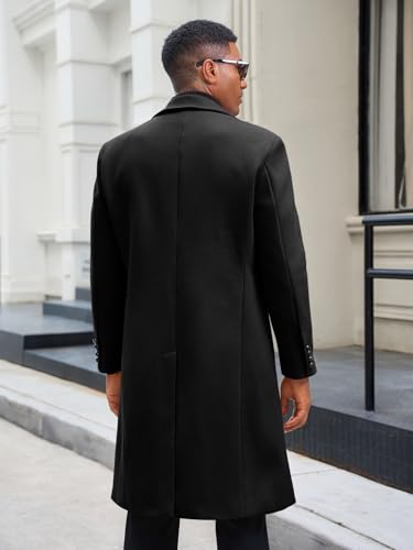 Yousify Mens Double Breasted Trench Coat Notched Lapel Mid Long Peacoat Winter Casual Business Overcoat4