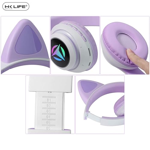 Image of Tubes- Wireless /Wired Bluetooth Kids Headphones with 85dB Safe and Upto 30 Hours Play Time with 800 mAh Battery for for Girls /Boys Gifts Cat Ear Online Learning School (Purple)