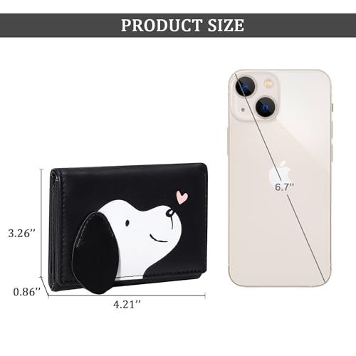 Sunwel Fashion Girls Cute 3D Puppy Mini Wallet Tiny Wallet Cash Pocket Card Holder ID Window Purse for Women (BLACK)3