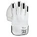 SS Noir Premium Cricket Wicket Keeping Gloves and Inner Gloves Included Combo, White Color - Junior Size