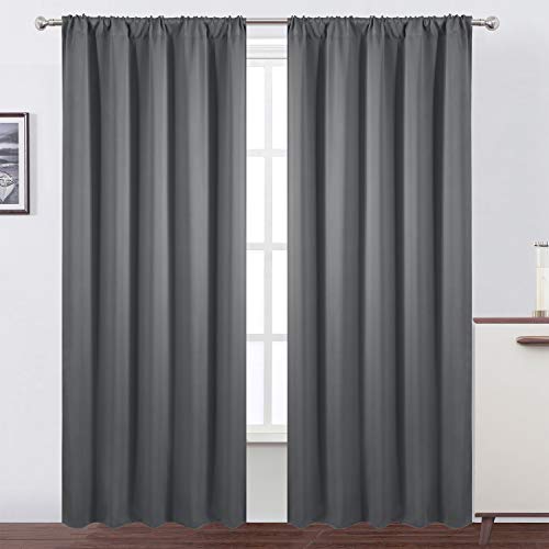 LEMOMO Grey Blackout Curtains/52 x 84 Inch/Set of 2 Panels Thermal Insulated Room Darkening Curtains for Bedroom