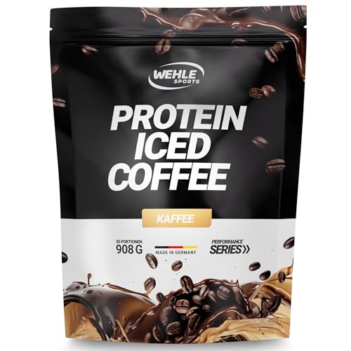 Wehle Protein Iced Coffee Molkenprotein mit echtem Kaffee - Cremiger Protein-Kaffee mit bis zu 22g Protein pro Portion feines Whey Protein - 908g