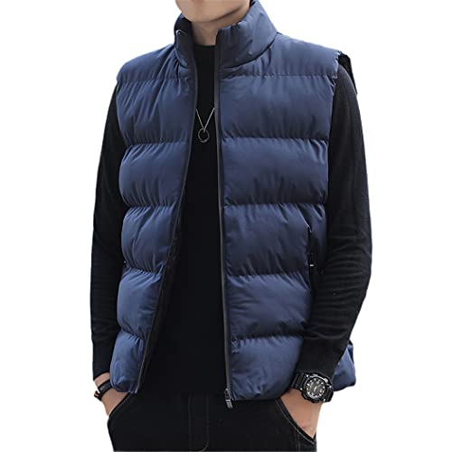 Veste sans manches homme grande taille L bleue contre le froid du col montant