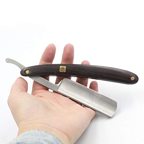 Straight Razor, Wooden Straight Edge Razor For Man Stainless Steel Manual Straight Razor, Cutthroat Rosewood Razor , Natural Wood Scale Vintage Razor Barber Razor #TOP2