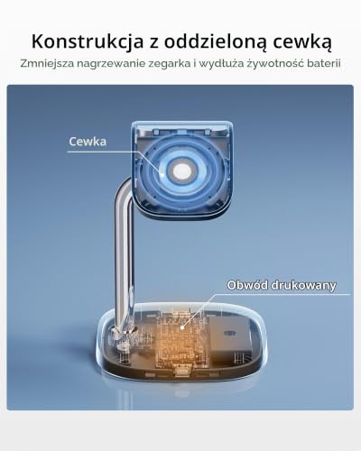 Szybka Ładowarka Stojąca dla Apple Watch 11/Ultra 3/SE 3, 5W Magnetyczna Bezprzewodowa Ładowarka dla Apple Watch Ultra 2/10/9/8/7/6/5/4/3/2/SE 2, Ładowarka z Regulowanym Kątem, SwanScout 505A (Czarny)