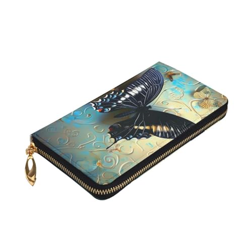 Butterfly Printed Long Wallet for Women Men Cute PU Leather Wallet with Coin Purse and Credit Card Holder3