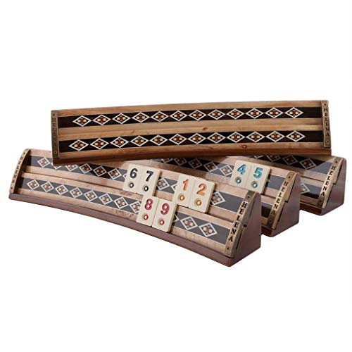 Helena wood art Mosaic Inlaid Wooden Oval Rummy Tile Game Set | Burl veneered