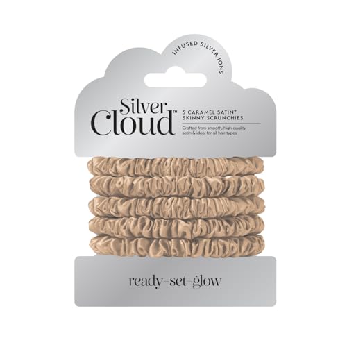 Silver Cloud 5 Caramel Satin+ Skinny Scrunchies
