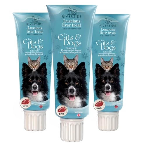 Liver Paste for Dogs & Cats - 3x90g Grain & Gluten Free Dog Pate - Nutrient-Rich Training Aid, Dog Treat For Licky Mats For Dogs (Oil Separation is natural) - EASY SQUEEZE TUBE