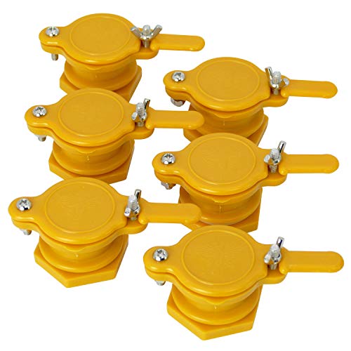 Tolegano Honig Abfüllhahn 6 Stück, Quetschhahn, gelb, Plastik, Honigeimer, lebensmittelecht, Bienen, Honig, Honigernte, Schleudern, Beekeeping, Honiggläser, Abfüllkübel
