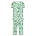 Auwer Womens Fashion Summer 2 Pc Pajamas Round Neck Short Sleeve Pleats Loose Capri Pants Printed Sleepwear with Pockets Green