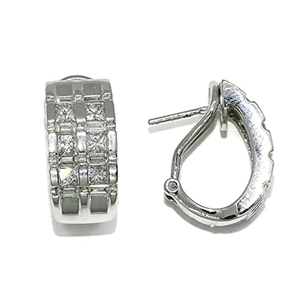 Eleganti e lussuosi orecchini in oro bianco 18 carati con diamanti autentici del peso di 1,53 ct.