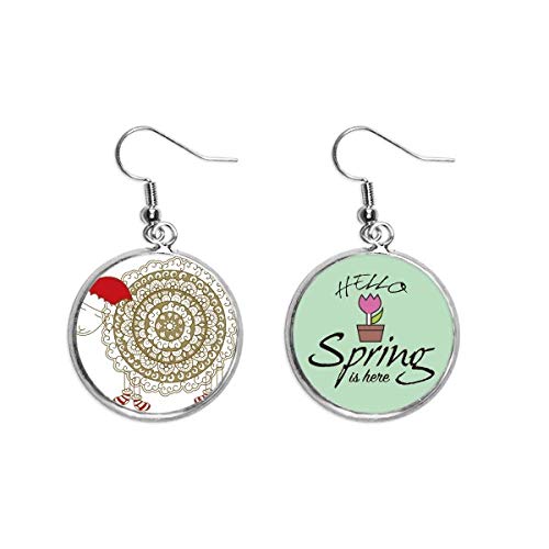Pendientes de primavera de ovejas con sombrero de Navidad y calcetines de dibujos animados