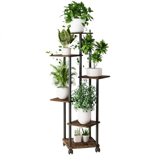 Venhvorer 6 Etagen Pflanzenständer Blumenständer Draußen, 137cm Mehrstöckig Blumenständer Pflanzenständer Blumenbank Blumentreppe Pflanzentreppe Standregal für Innen Garten Balkon Deko